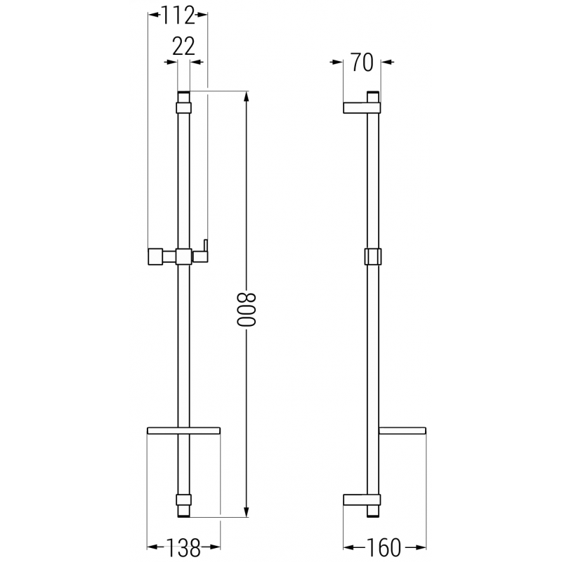 Mexen DQ sprchová tyč s mýdlenkou 80 cm, zlatá - 79381-50