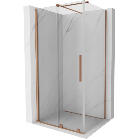 Mexen Velar posuvná sprchová kabína 110 x 120 cm, transparentná, brúsená meď - 871-110-120-01-65