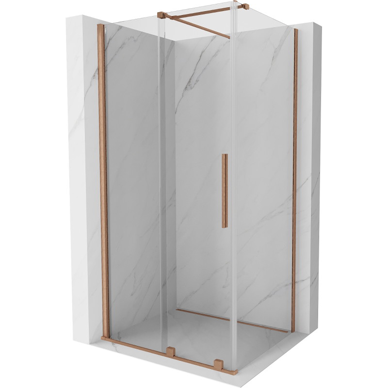 Mexen Velar posuvná sprchová kabína 120 x 100 cm, transparentná, brúsená meď - 871-120-100-01-65