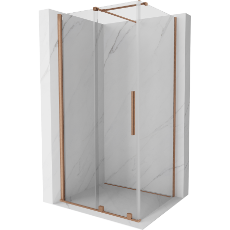 Mexen Velar sprchová kabína, posuvné dvere 150 x 100 cm, Priehľadné, kefovaná meď - 871-150-100-01-65