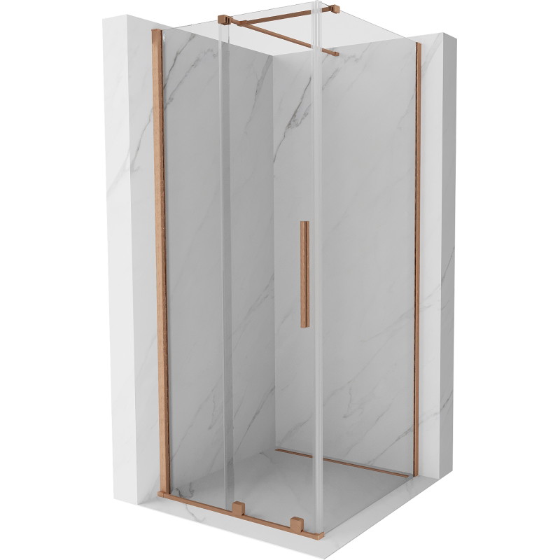 Mexen Velar posuvná sprchová kabína 90 x 90 cm, priehľadná, brúsená meď - 871-090-090-01-65