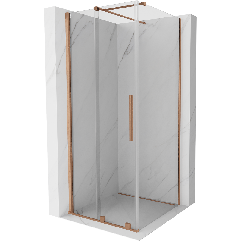 Mexen Velar posuvná sprchová kabína 90 x 90 cm, transparentná, kartáčovaná meď - 871-090-090-01-65