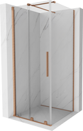 Mexen Velar sprchová kabína, posuvné dvere 90 x 90 cm, Priehľadné, kefovaná meď - 871-090-090-01-65