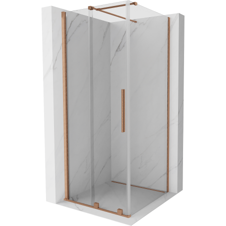 Mexen Velar posuvná sprchová kabína 120 x 120 cm, transparentná, brúsená meď - 871-120-120-01-65