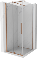 Mexen Velar posuvný sprchový kút 110 x 110 cm, priehľadný, brúsená meď - 871-110-110-01-65