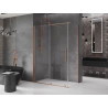 Mexen Velar posuvná sprchová kabína 140 x 70 cm, transparentná, brúsená meď - 871-140-070-01-65