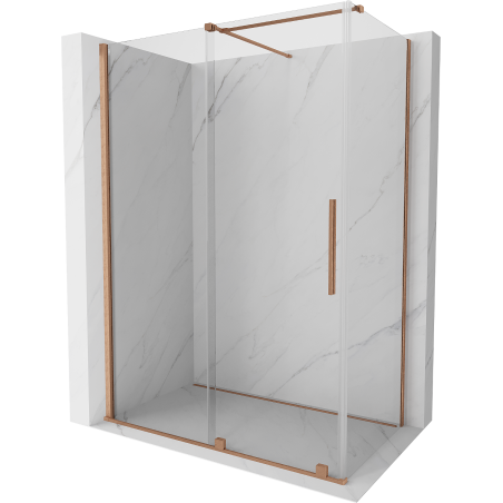 Mexen Velar sprchová kabína, posuvné dvere 140 x 80 cm, Priehľadné, kefovaná meď - 871-140-080-01-65