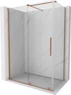Mexen Velar sprchová kabína, posuvné dvere 140 x 85 cm, Priehľadné, kefovaná meď - 871-140-085-01-65