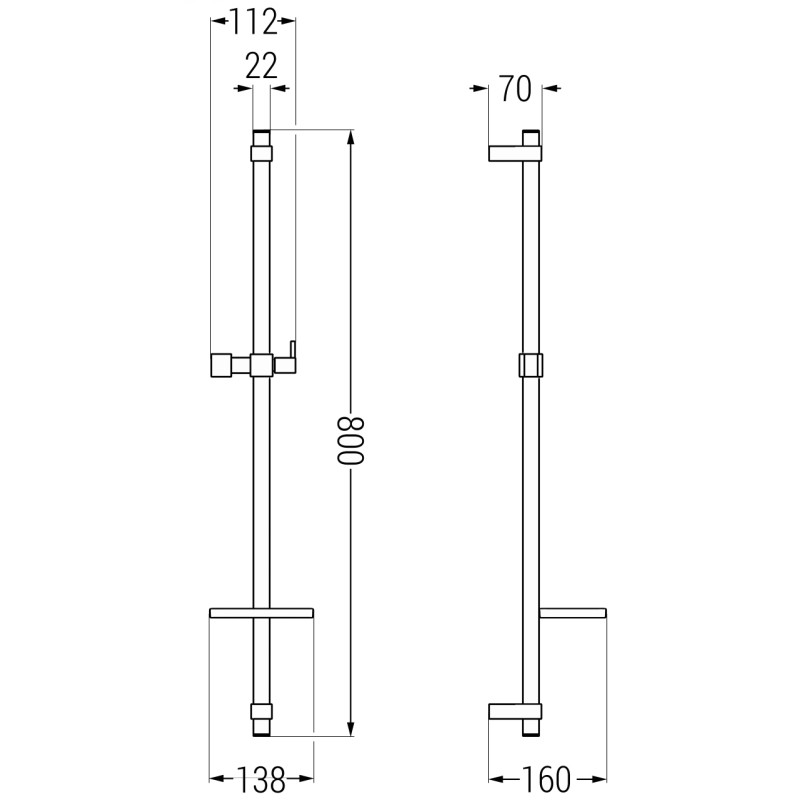 Mexen DQ sprchová tyč s mydelničkou 80 cm, kartáčovaná gun gray - 79381-66