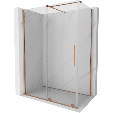 Mexen Velar posuvná sprchová kabína 160 x 80 cm, transparentná, kartáčovaná meď - 871-160-080-01-65