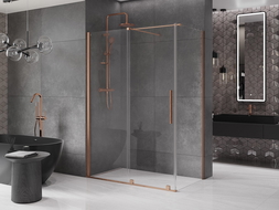 Mexen Velar posuvná sprchová kabína 160 x 80 cm, transparentná, kartáčovaná meď - 871-160-080-01-65