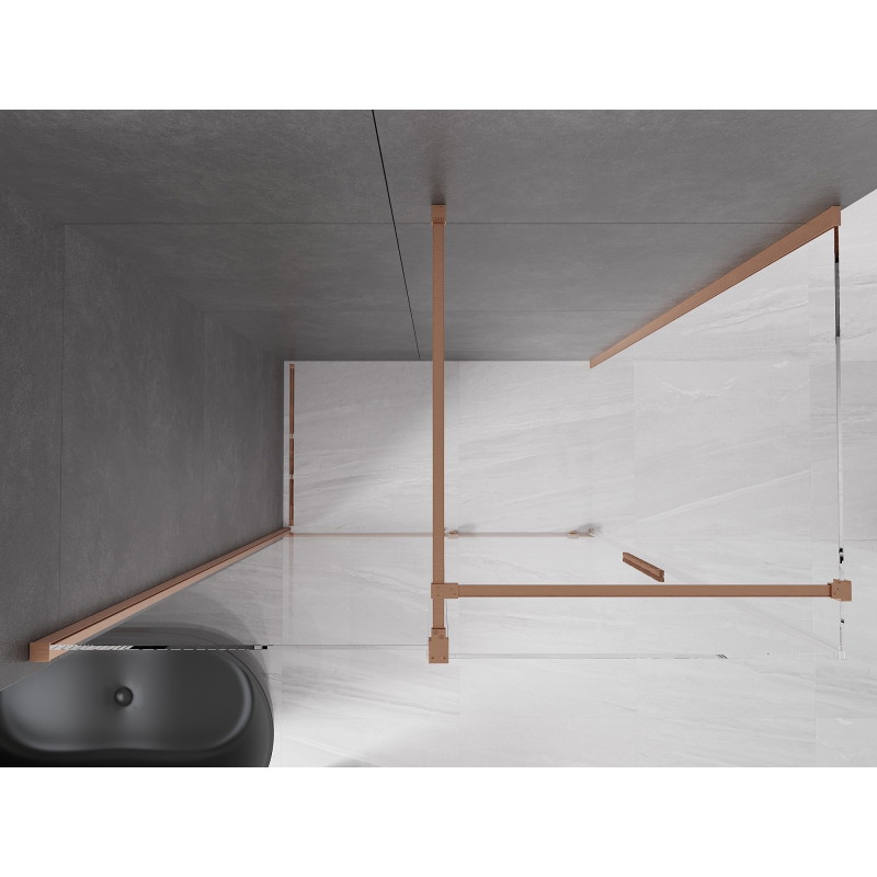 Mexen Velar posuvná sprchová kabína 160 x 80 cm, priehľadná, brúsená meď - 871-160-080-01-65