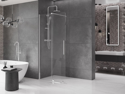 Mexen Velar sprchová stena posuvná Walk-in 100 x 200 cm, transparentná 8 mm, chróm - 871-100-000-03-01