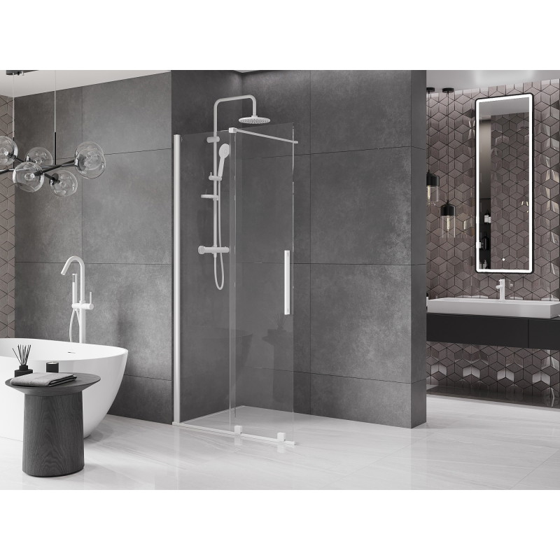 Mexen Velar posuvná sprchová stena Walk-in 80 x 200 cm, transparentná 8 mm, biela - 871-080-000-03-20
