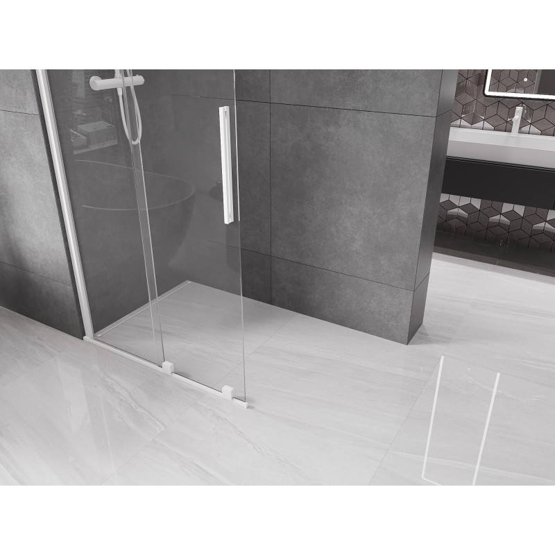 Mexen Velar posuvná sprchová stena Walk-in 100 x 200 cm, transparentná 8 mm, biela - 871-100-000-03-20