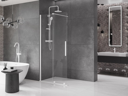 Mexen Velar sprchový panel posuvný Walk-in 100 x 200 cm, transparentný 8 mm, biely - 871-100-000-03-20
