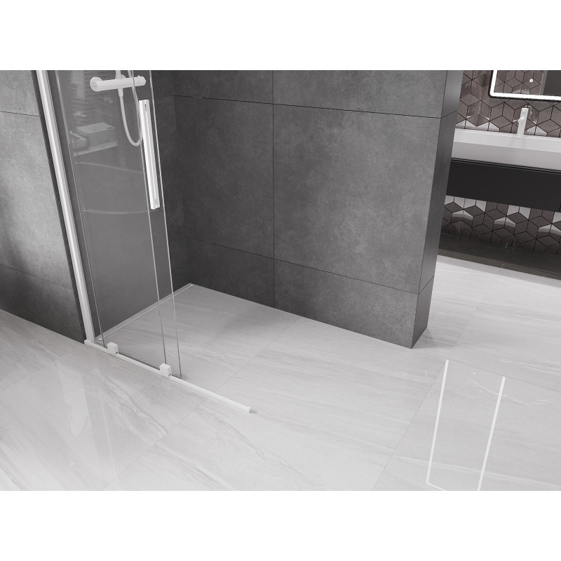 Mexen Velar zasúvacia sprchová stena Walk-in 110 x 200 cm, transparentná 8 mm, biela - 871-110-000-03-20
