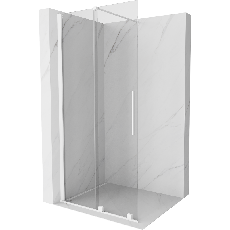 Mexen Velar sprchová stena posuvná Walk-in 120 x 200 cm, transparentná 8 mm, biela - 871-120-000-03-20