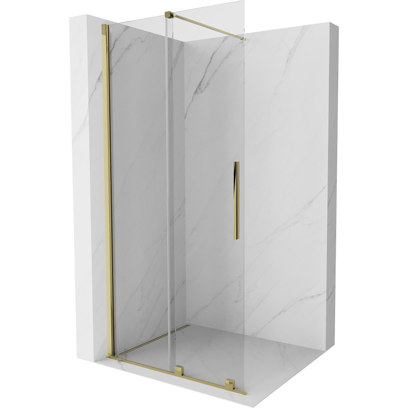 Mexen Velar posuvná sprchová stena Walk-in 75 x 200 cm, priehľadná 8 mm, zlatá - 871-075-000-03-50