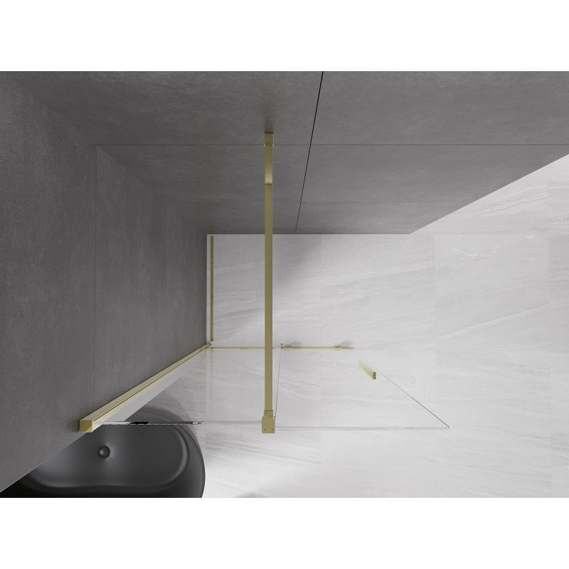Mexen Velar posuvná sprchová stena Walk-in 100 x 200 cm, transparentná 8 mm, zlatá - 871-100-000-03-50