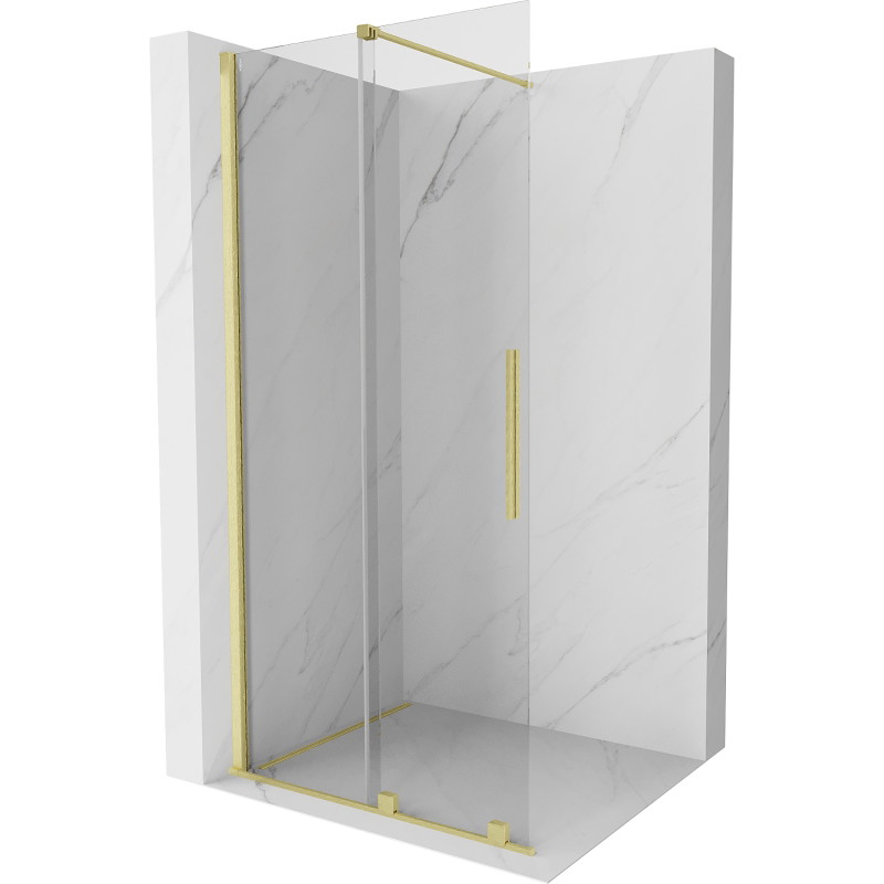 Mexen Velar posuvná sprchová stena Walk-in 85 x 200 cm, priehľadná 8 mm, zlatá brúsená - 871-085-000-03-55