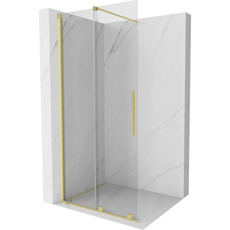 Mexen Velar posuvná sprchová stena Walk-in 90 x 200 cm, transparentná 8 mm, zlatá kartáčovaná - 871-090-000-03-55