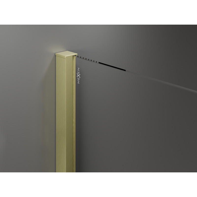 Mexen Velar posuvná sprchová stena Walk-in 90 x 200 cm, priehľadná 8 mm, zlatá kartáčovaná - 871-090-000-03-55