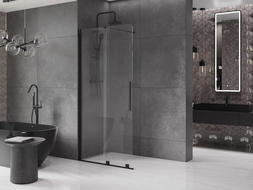Mexen Velar posuvná skleněná stěna Walk-in 90 x 200 cm, transparentní 8 mm, černá - 871-090-000-03-70