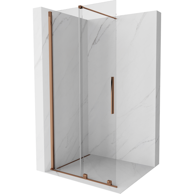 Mexen Velar posúvacie sprchové dvere Walk-in 80 cm, Priehľadné, Zlatoružová - 871-080-000-03-60