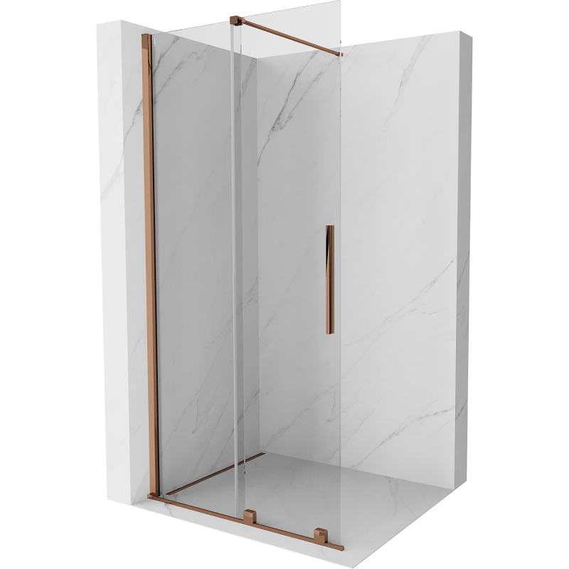 Mexen Velar posuvná sprchová stena Walk-in 80 x 200 cm, transparentná 8 mm, ružové zlato - 871-080-000-03-60