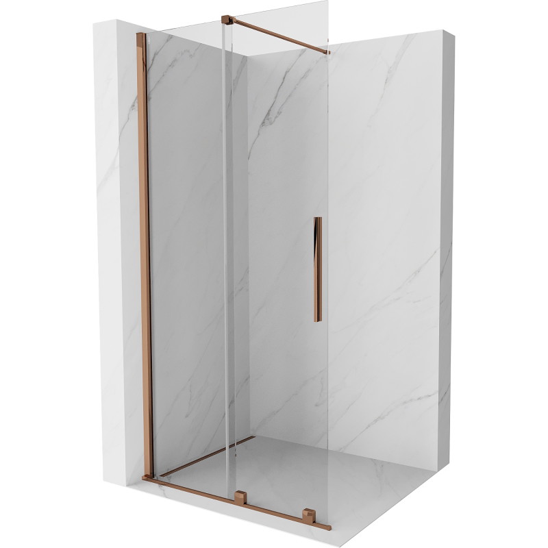 Mexen Velar posuvná sprchová stena Walk-in 90 x 200 cm, transparentná 8 mm, ružové zlato - 871-090-000-03-60