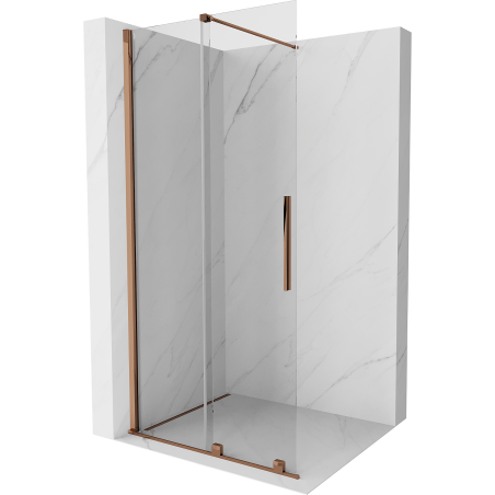 Mexen Velar posuvná sprchová stena Walk-in 120 x 200 cm, transparentná 8 mm, ružové zlato - 871-120-000-03-60