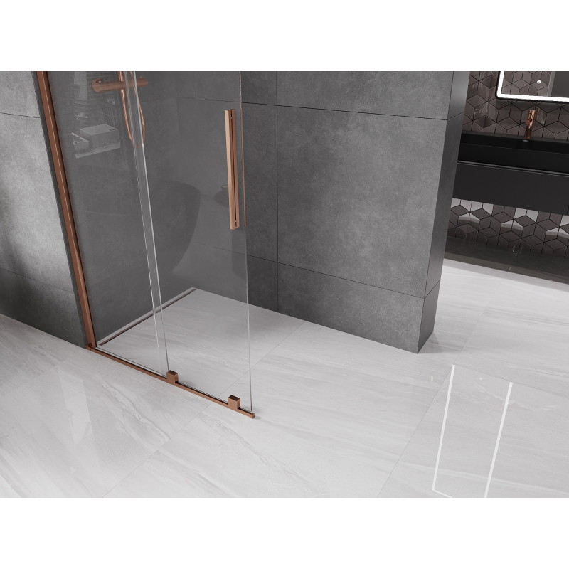 Mexen Velar posuvná sprchová stena Walk-in 120 x 200 cm, transparentná 8 mm, ružové zlato - 871-120-000-03-60