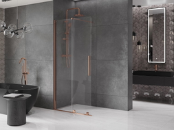 Mexen Velar posuvná sprchová stena Walk-in 120 x 200 cm, transparentná 8 mm, ružové zlato - 871-120-000-03-60