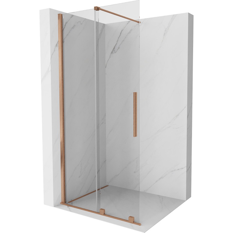 Mexen Velar posuvná sprchová stena Walk-in 70 x 200 cm, priehľadná 8 mm, kartáčovaná meď - 871-070-000-03-65