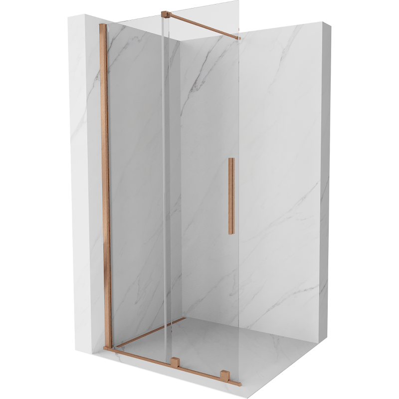 Mexen Velar posuvná sprchová stena Walk-in 70 x 200 cm, transparentná 8 mm, brúsená meď - 871-070-000-03-65