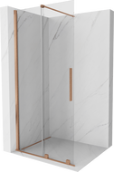 Mexen Velar posuvná sprchová stena Walk-in 70 x 200 cm, priehľadná 8 mm, kartáčovaná meď - 871-070-000-03-65
