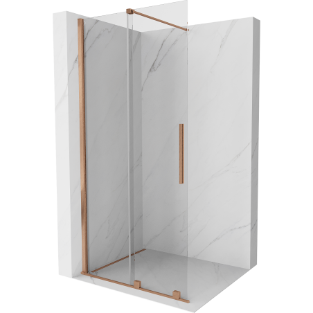 Mexen Velar posuvná sprchová stena Walk-in 85 x 200 cm, priehľadná 8 mm, brúsená meď - 871-085-000-03-65