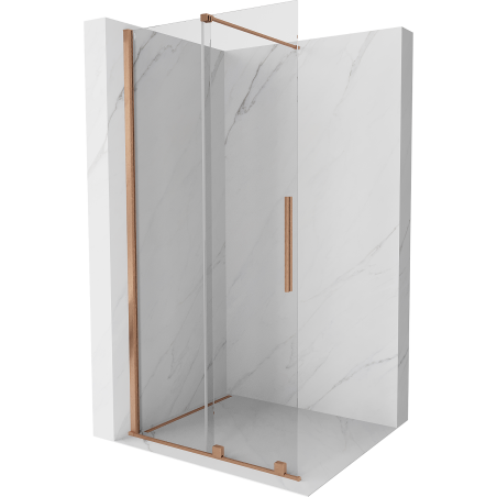 Mexen Velar posuvná sprchová stena Walk-in 100 x 200 cm, transparentná 8 mm, brúsená meď - 871-100-000-03-65