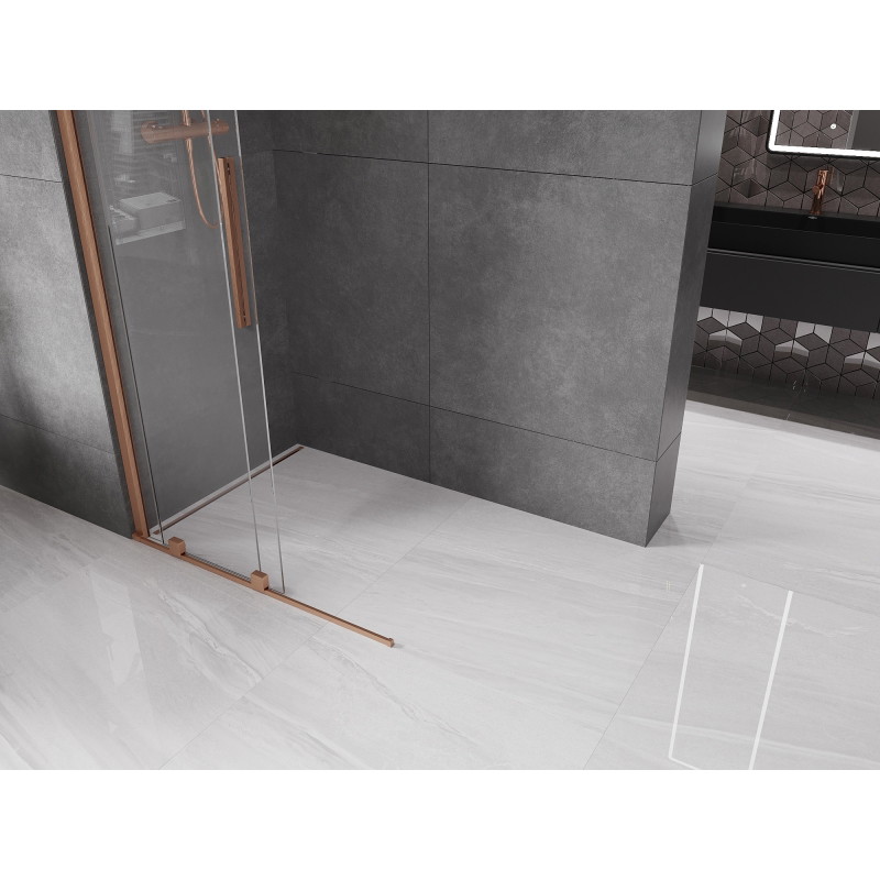 Mexen Velar posuvná sprchová priečka Walk-in 120 x 200 cm, priehľadná 8 mm, brúsená meď - 871-120-000-03-65