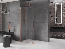 Mexen Velar posuvná sprchová priečka Walk-in 120 x 200 cm, priehľadná 8 mm, brúsená meď - 871-120-000-03-65