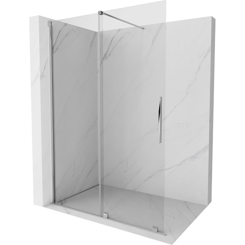 Mexen Velar sprchová zástenka posuvná Walk-in 130 x 200 cm, transparentná 8 mm, chróm - 871-130-000-03-01