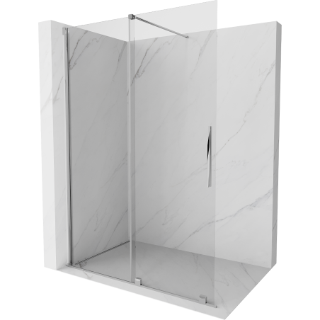 Mexen Velar posuvná sprchová stena Walk-in 130 x 200 cm, priehľadná 8 mm, chróm - 871-130-000-03-01