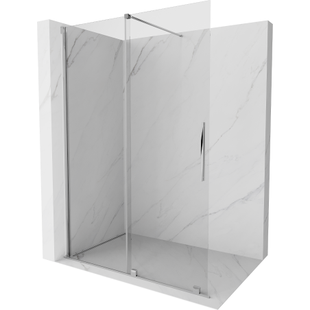 Mexen Velar sprchová zástenka posuvná Walk-in 130 x 200 cm, transparentná 8 mm, chróm - 871-130-000-03-01