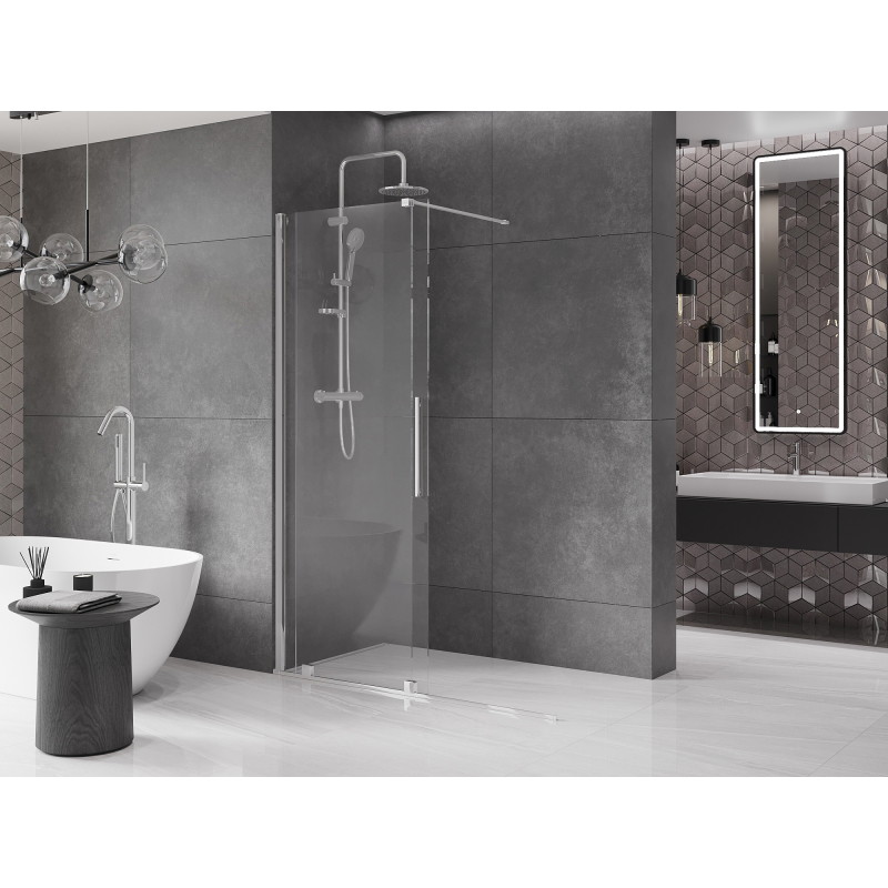 Mexen Velar posuvná sprchová stena Walk-in 130 x 200 cm, priehľadná 8 mm, chróm - 871-130-000-03-01