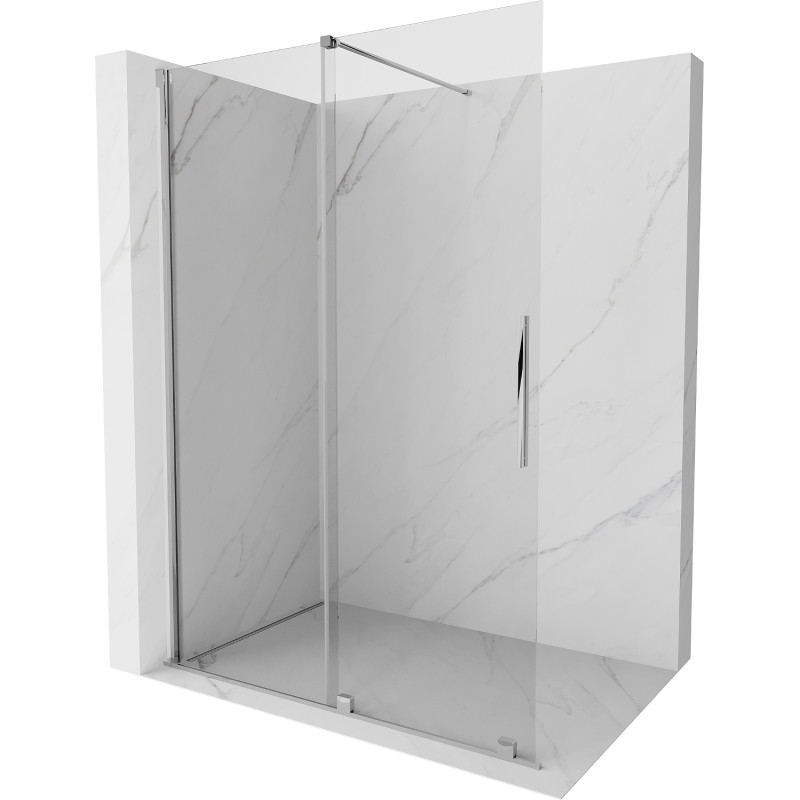 Mexen Velar zasúvacia sprchová stena Walk-in 140 x 200 cm, priehľadná 8 mm, chróm - 871-140-000-03-01