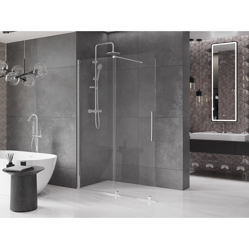 Mexen Velar zasúvacia sprchová stena Walk-in 140 x 200 cm, priehľadná 8 mm, chróm - 871-140-000-03-01