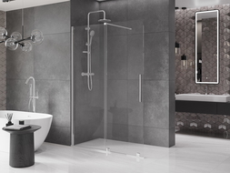 Mexen Velar sprchová stena rozťahovacia Walk-in 140 x 200 cm, transparentná 8 mm, chróm - 871-140-000-03-01