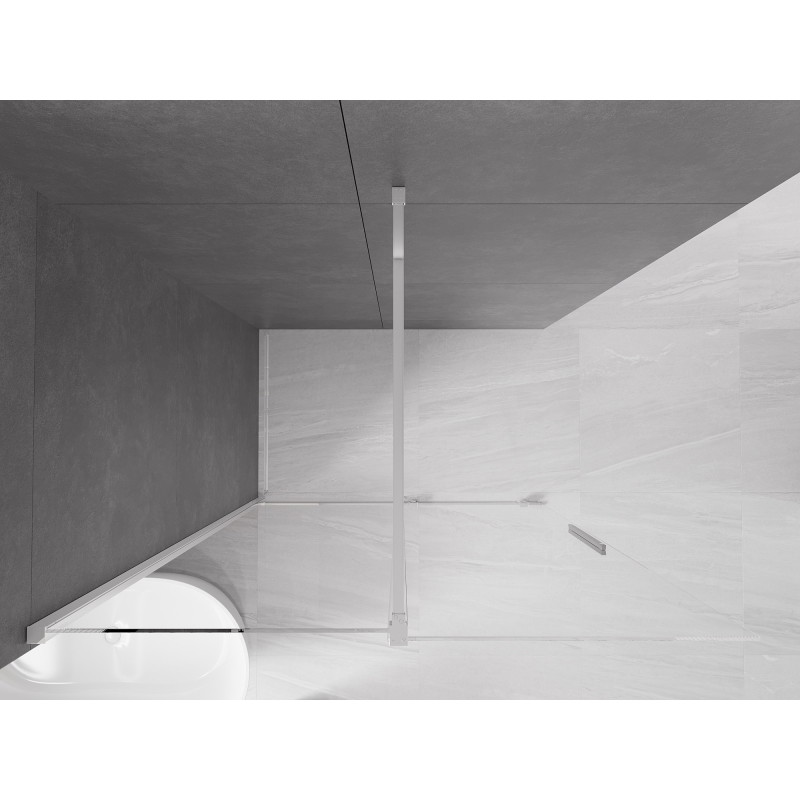 Mexen Velar zasúvacia sprchová stena Walk-in 140 x 200 cm, priehľadná 8 mm, chróm - 871-140-000-03-01