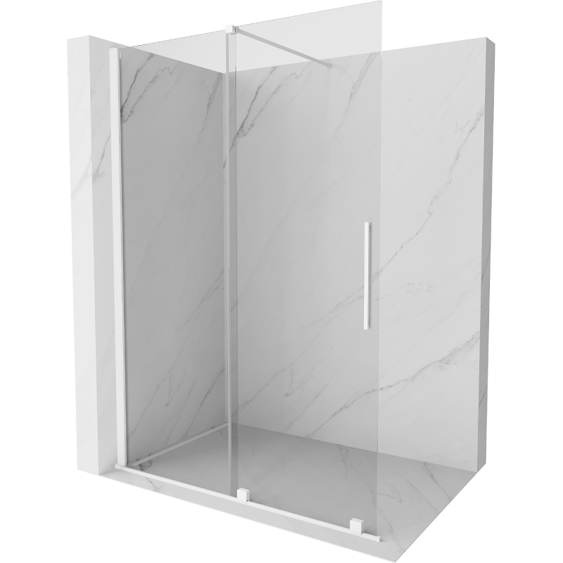Mexen Velar posuvná sprchová stena Walk-in 160 x 200 cm, transparentná 8 mm, biela - 871-160-000-03-20